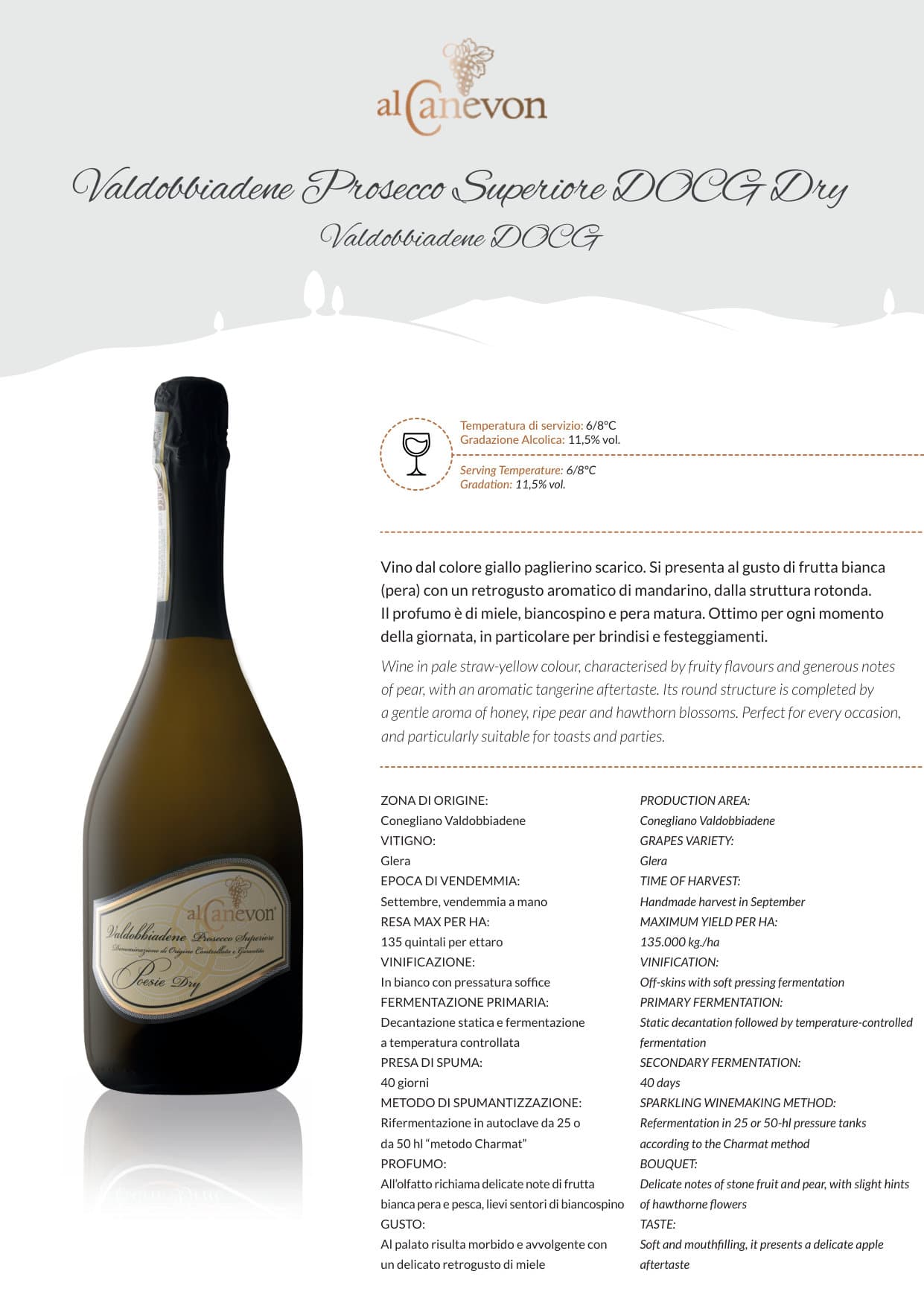 Scheda tecnica Valdobbiadene Prosecco Superiore DOCG Dry